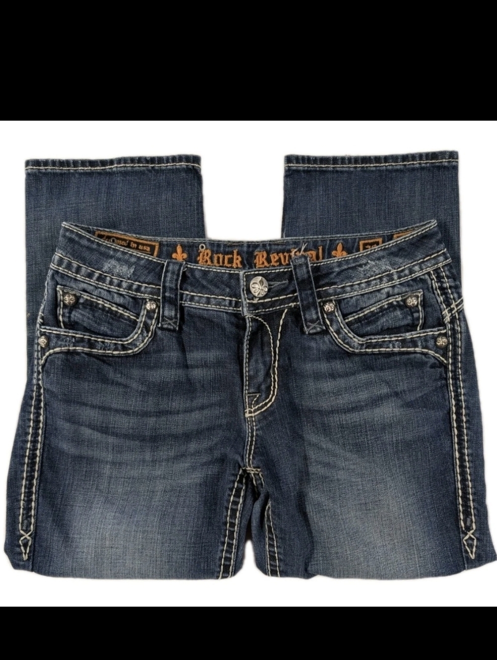Rock Revival Womens Size 28 Johanna Capri Jeans Denim Stretch Flap Pocket